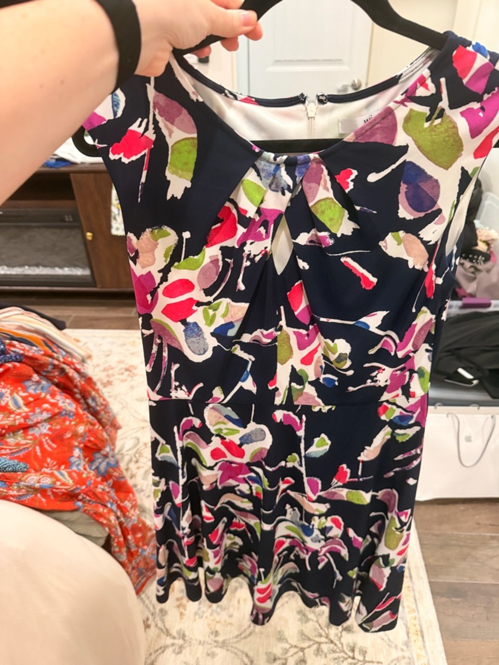 Navy Floral Cap-Sleeve Dress - Multicolor Print